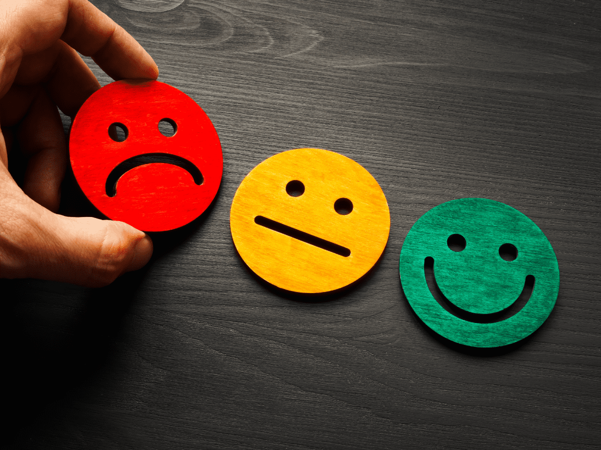 Customer satisfaction rating scale with emojis