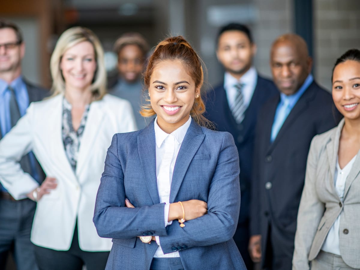 Smiling business team in office